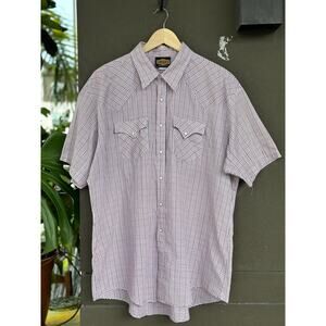 Vintage Holt Men’s XL Western Cowboy Shirt Pink Plaid Short Sleeve Snap Up USA
